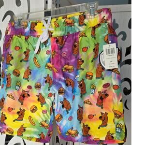 Scooby Doo Swim Trunks Cartoon print Tie Dye Food Print Shorts Mens Small NWT